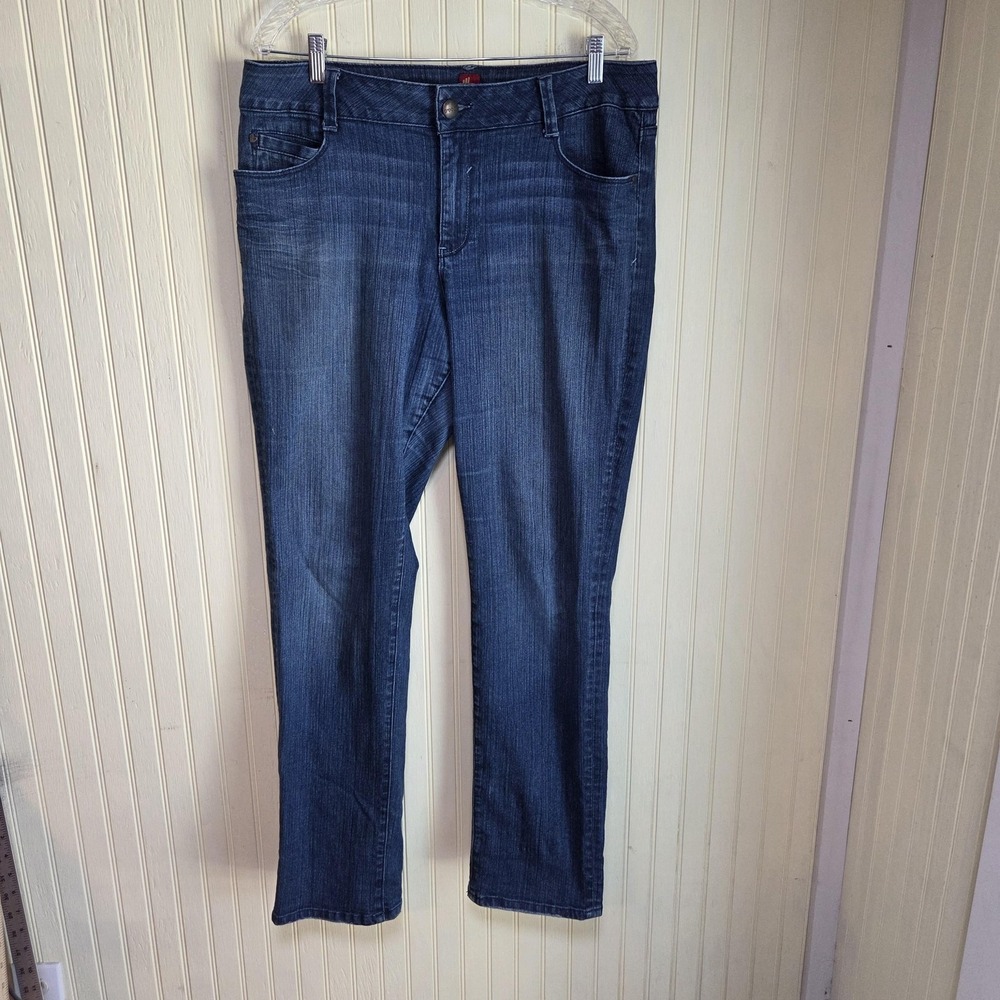 Sasson Jeans Womens 16 Blue Straight Leg Hustle Ooh La La Stretch Denim Pants‎